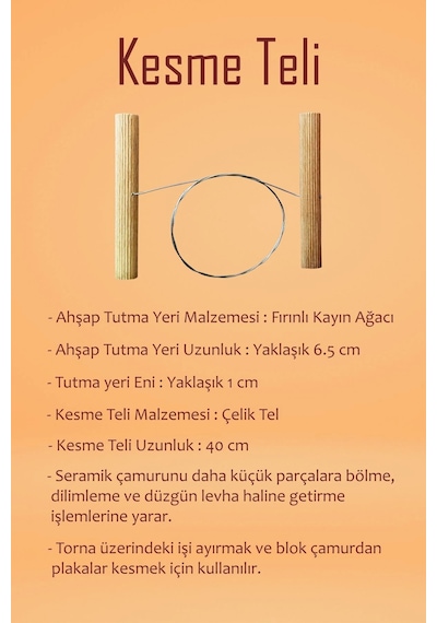 Beyaz Seramik Hamuru 3 Kg Ebeşuar Seti Kil Seti Seramik Çamuru Seti Ahşap Merdane Çamur Kesme Teli