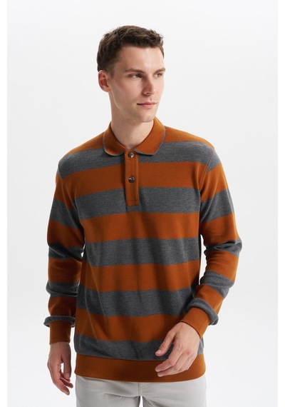 AR-MA Arma Erkek Ribanalı Regular Fit Çizgili %100 Pamuk Ringel Ottoman Kumaş Polo Yaka Düğmeli Sweatshirt K30554952602 Kahverengi - Krem AR-MA Arma Erkek Ribanalı Regular Fit Çizgili %100 Pamuk Ringel Ottoman Kumaş Polo Yaka Düğmeli Sweatshirt K30554952602 Kahverengi - Krem