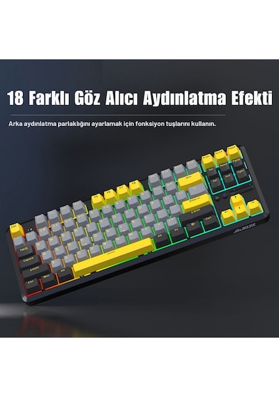 K870t Pro 3 Modlu Uyumlu Hot-swap Rgb, Mekanik Klavye - Siyah