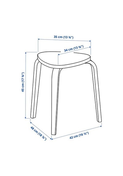 Natürel Renk Tabure 42x48x45 Cm IKEA Huş Ağacı Tabure-Sandalye Te