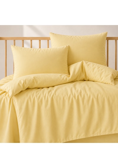 Lief Home %100 Pamuklu Sertifikalı Bebek Nevresim Takımı 100x150 63 Tel Dokuma Kutulu Gönderim Sarı