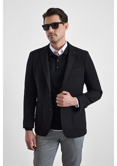 Süvari Siyah Slim Sivri Yaka Torba Cep 6 Drop Klasik Ceket Ct2021600433-s09 Süvari Siyah Slim Sivri Yaka Torba Cep 6 Drop Klasik Ceket Ct2021600433-s09