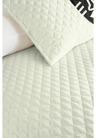 Etnik Minimal Krem Genç Odası Tek Kişilik Pike Takımı - Siyah Geometrik 160x220 Cm Yatak Örtüsü Ilık Yaprak Parıltısı