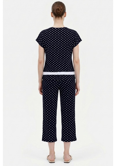 Sementa Puantiyeli Kapri Pijama Takım - Siyah