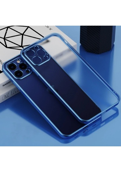 Apple iPhone Uyumlu 11 Pro 5.8inç Renkli Kenar Şeffaf Kılıf Kamera Korumalı Kılıf- 5775 Mavi