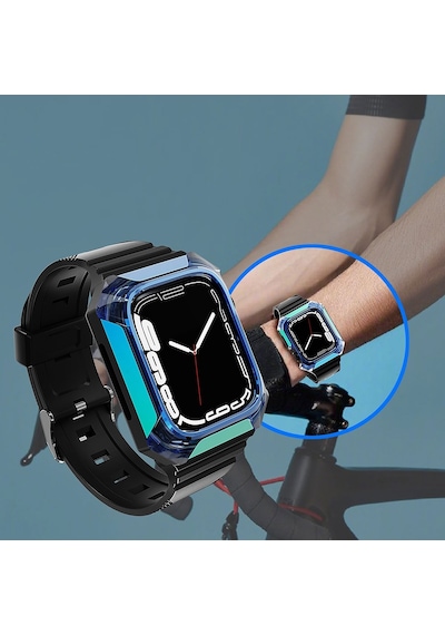 Apple Uyumlu Watch 44 mm Zore Krd-88 Sert Pc Kasa Koruyuculu Silikon Kordon