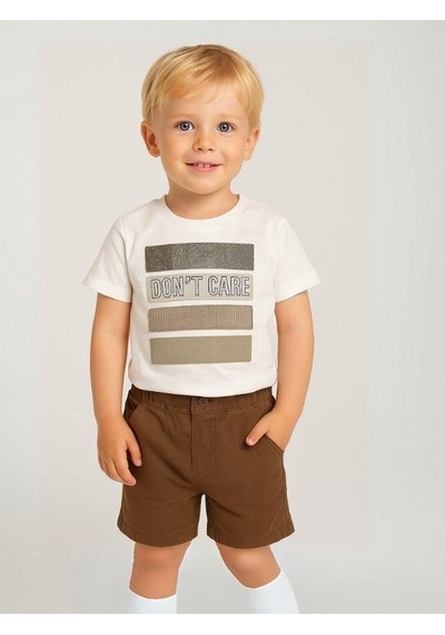 Nanica Kids Erkek Çocuk Aplikeli Don't Care Yazılı T-shirt-16004 Beyaz