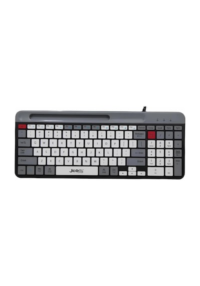 Jedel K37 Slim Kablolu Ofis Klavyesi - Telefon Tutuculu, Sessiz Tuşlu