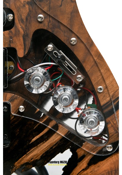 Elektro Gitar Model: Gece Custom Epoksi & Yıllanmış Ağaç Kişiye Özel Yıllanmış Ceviz + Şeffaf