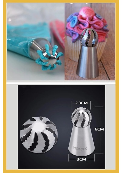 Paslanmaz Çelik Krema Sıkma Torbası Ucu Russian Ball Piping Tip