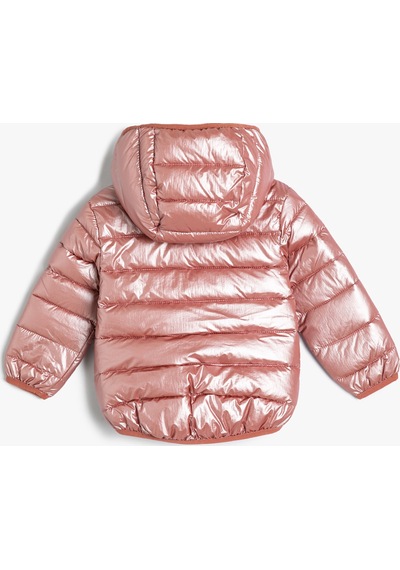 Koton Şişme Mont Kapşonlu Fermuarlı Cep Detaylı Pembe 4wmg20002aw 4WMG20002AW280