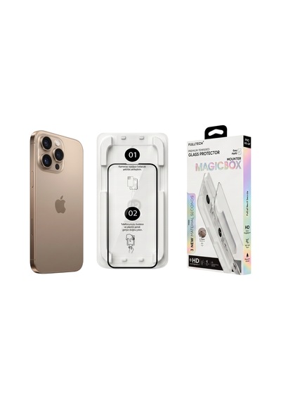 Fulltech Magicbox iPhone Uyumlu 16 Pro Max Premium Tempered Glass Aparatlı Ekran Koruyucu - Clear Fulltech Magicbox iPhone Uyumlu 16 Pro Max Premium Tempered Glass Aparatlı Ekran Koruyucu - Clear