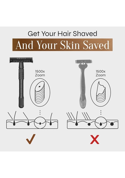 Tr 50 Blades + Klasik Uzun Saplı Çift Kenarlı Güvenlik Jilet - Pürüzsüz Islak Deneyim İçin Platin Japon Paslanma