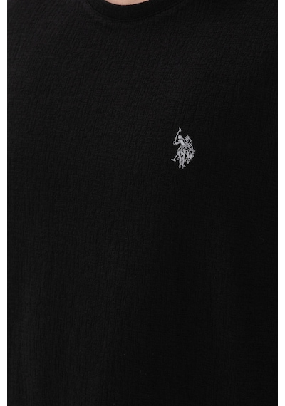 U.S. Polo Assn. Erkek Comfort Fit Bisiklet Yaka Siyah Jakarlı İnterlok Tişört 50308448-VR046