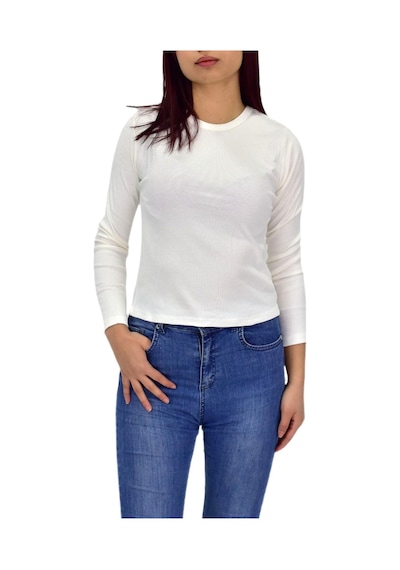 Kadın Uzun Kol Fitilli Body Tişört Bgl-st04231 Karışık Çok Renkli