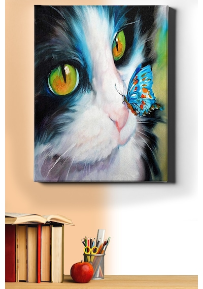 Webstyle Sayılarla Boyama Seti Kasnaklı Kedi Ve Kelebek 60 X 75 Cm