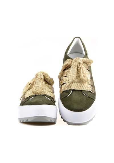 Bağcıklı Haki Süet Yüksek Taban Kadın Sneaker