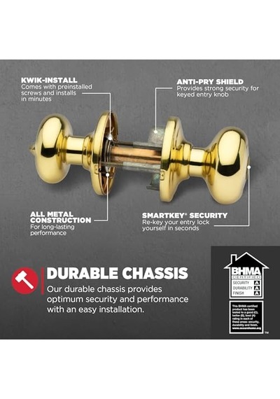 Giriş Düğmesi Smartkey Cilalı Pirinç