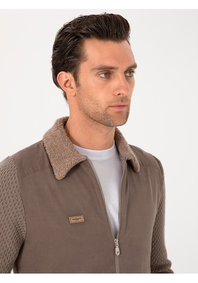 Cacharel Vizon Slim Fit Triko Hırka Kahverengi