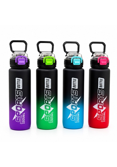 Çift Renkli Tutmalı Plastik Pipetli Spor Matara Suluk 1000ml 5286