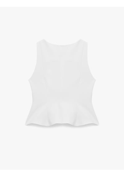 Koton Slim Fit Kolsuz Bisiklet Yaka Peplum Bluz Beyaz 6sak60356pw