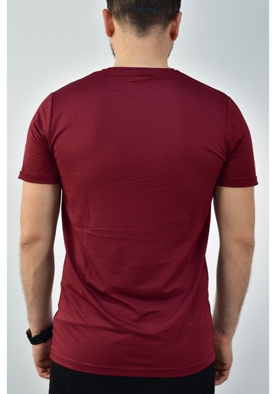Escetic Erkek Bordo Gri Slim Fit T-Shirt-3288 Bordo