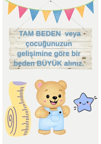 Nota Kids Sevimli Baskılı Tişört Ve Kot Salopet 2'li Takım Mavi