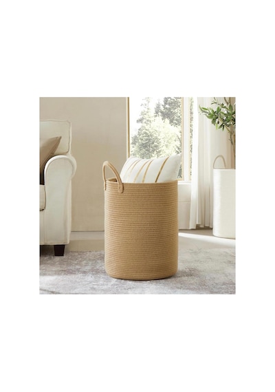 Jüt Hasır Sepet, Düzenleyici Sepet, Hasır Dokuma Sepet 40cm X 35cm Bambu Bambu