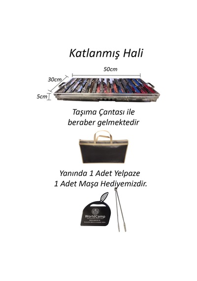 Krom Katlanır Mangal Büyük Boy Çok Renkli