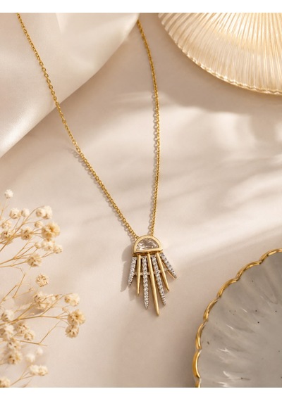 Zirkon Taş Gold Kolye