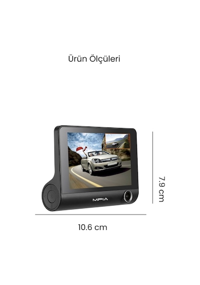 4.0 Tft Ekran 3 Lensli Araç Kamerası Geri & Gece Görüş 150 Geniş Açı Türkçe Menü