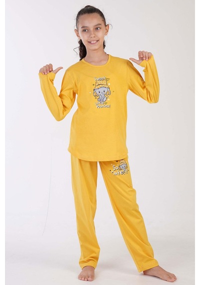 Kız Çocuk Uzun Kol Sarı Pijama Takımı C3t0n7o122 001