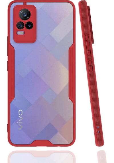 Cosmotex Newface Vivo V21e Kılıf Platin Silikon - Kırmızı