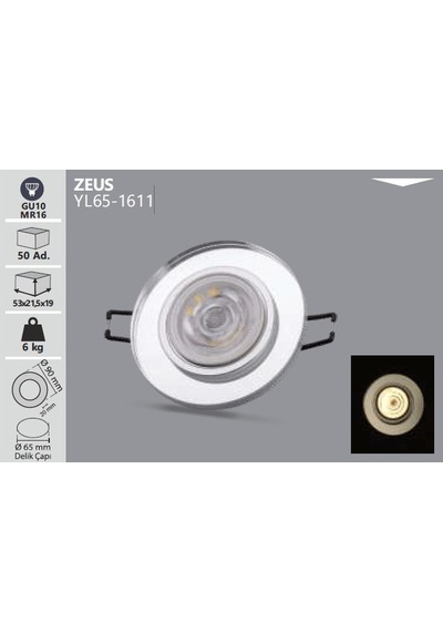 Zeus Yuvarlak Cam Spot Kasa Yl65-1611 Cam - Şeffaf