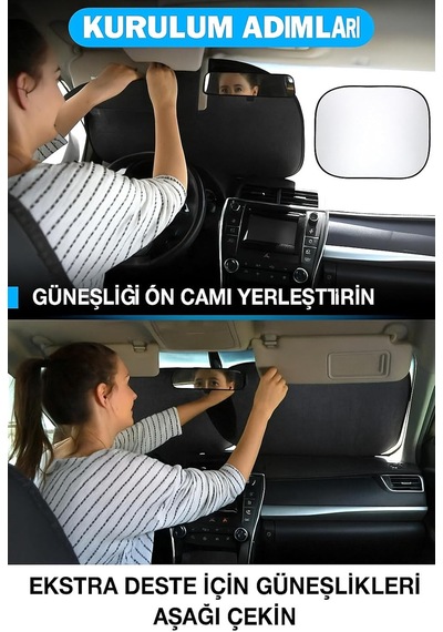 Araba Güneşlik Araba Araç İçi Güneşlik Araç İçin Ön Cam Güneşliği 78-68 Cm 2 Parça Genel