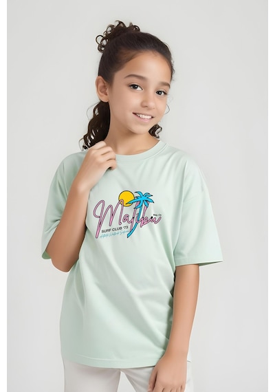 Fyk Kids Kız Çocuk Basic Malibu Baskılı T-shirt Mint Yeşili