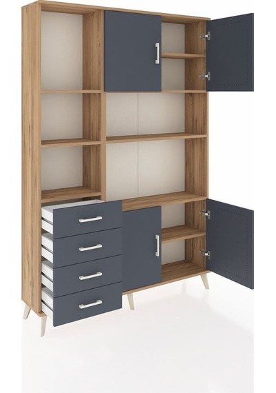 Arges Dolap 8 Raflı 4 Çekmeceli 4 Kapaklı 132x30x195 Çam-antrasit/antrasit Antrasıt/antrasıt Arges Dolap 8 Raflı 4 Çekmeceli 4 Kapaklı 132x30x195 Çam-antrasit/antrasit Antrasıt/antrasıt