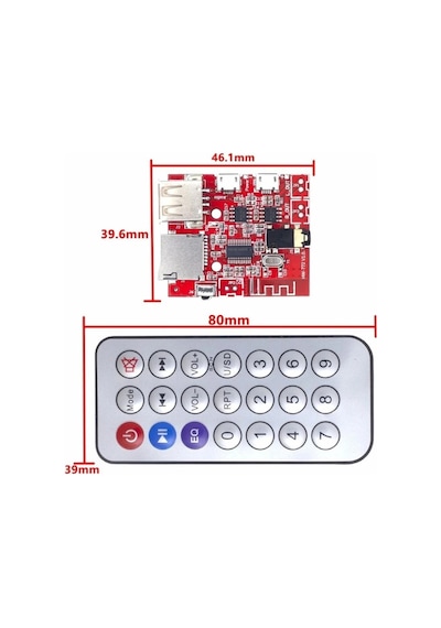 Mp3 Kumandalı Bluetooth Amfi Modülü Sd Kart + Usb