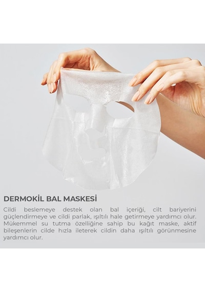 Dermokil Bal Özlü Kağıt Yüz Maskesi Mat Görünümlü Ciltler İçin 20 G X 5 Adet