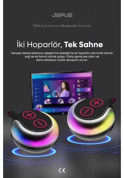 Jopus Rgb Led Işıklı Askı Kayışlı Ipx5 Bluetooth Hoparlör 7w Güçlü Ses 1200 Mah, Usb Tf Destekli - S12