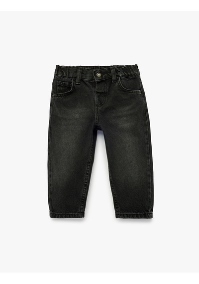 Koton Cep Detaylı Pamuklu Denim Pantolon Antrasit 7wmb40001td