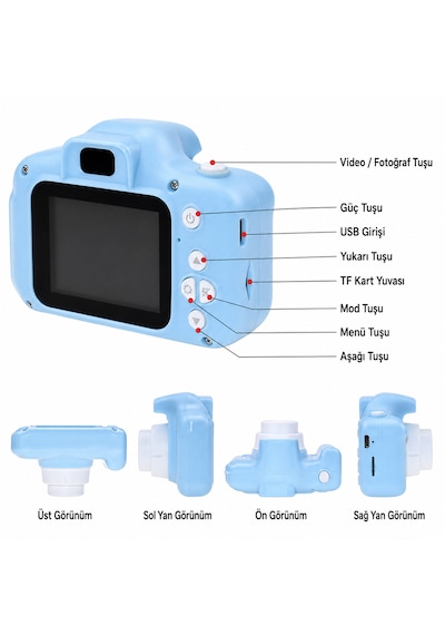 Çocuk Dijital Fotoğraf Makinesi + Şifreli Elektronik Kumbara Seti Eğitici Oyuncak Para Biriktirme & Fotoğraf Çekme