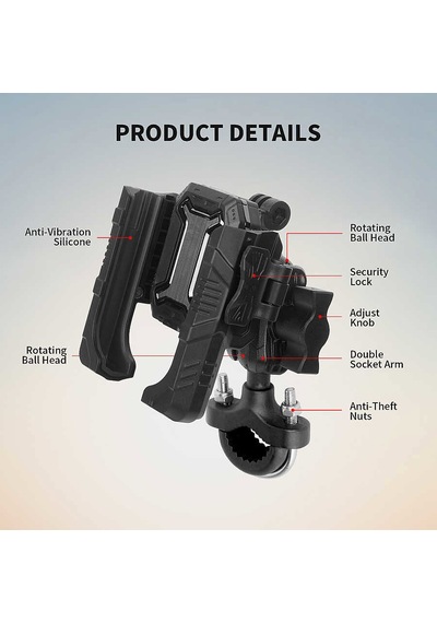 Mechrıg 12.7 - 33 Mm Uyumlu U Tipi Motosiklet Telefon Tutucu