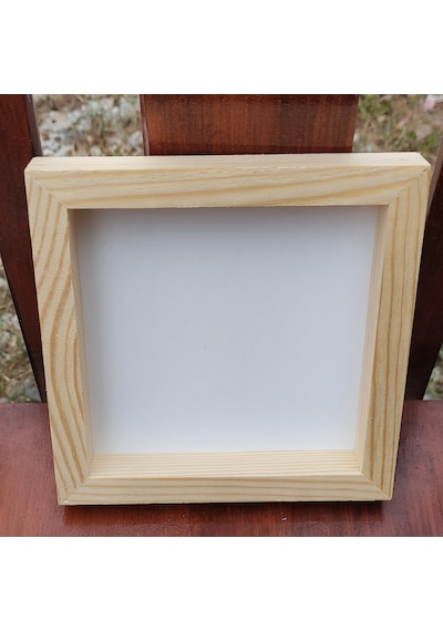 20x20cm Beyaz Ahşap Çerçeveli Pano Camsız - Arkalık Sabit