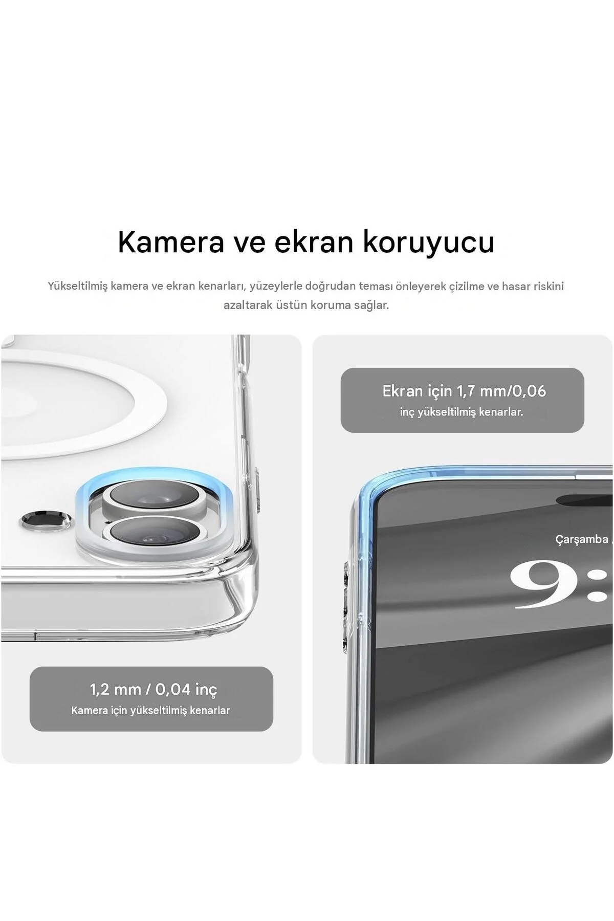 İphone 16 Plus Şeffaf Mika Kılıf Magsafe Uyumlu Sararmayan İnce Koruyucu Telefon Kılıfı Seffaf