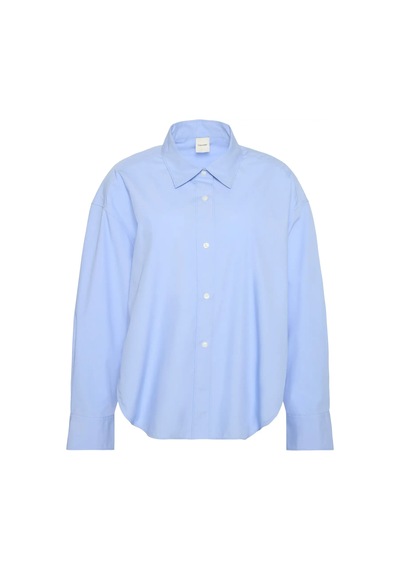 Calvin Klein Crisp Poplin Oversized Cropped S Kadın Mavi Gömlek