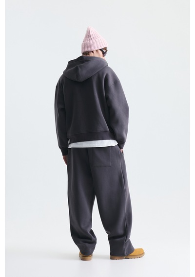 Süslü Düğme Sweatshirt Ve Barrel Fit Eşofman Takım Füme