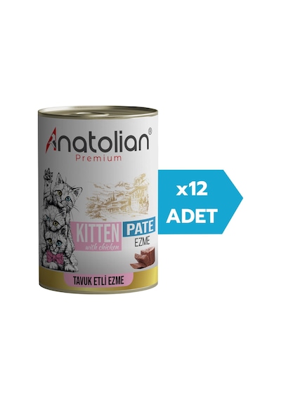Anatolian Premium Kitten Chicken Pate Tavuklu Ezme Yavru Kedi Konservesi 12 x 400 G
