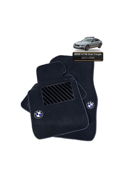 Oto Halı Paspas Seti Bmw 4 F36 Gran Coupe 2013 2020 Uyumlu Sport Kaymaz & Şık Tasarım - Siyah Logolu