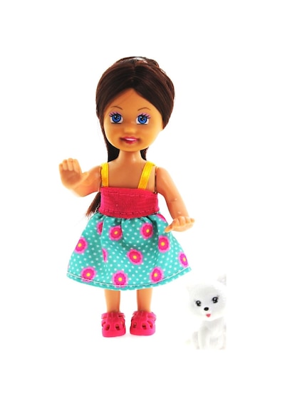 Cute Girl Kedi Figürlü Kumral Mini    Bebek